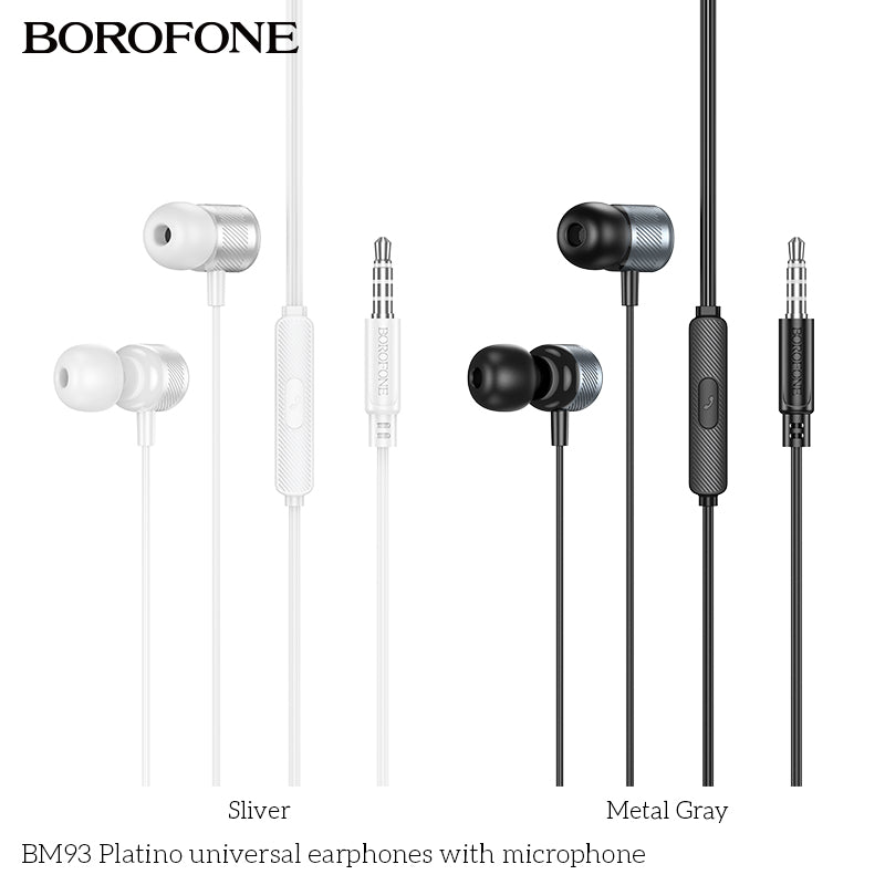 BM93 Platino Universal Earphones with Mic – Premium Sound, Everyday Comfort