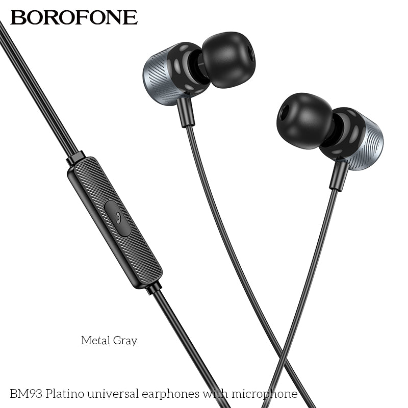 BM93 Platino Universal Earphones with Mic – Premium Sound, Everyday Comfort