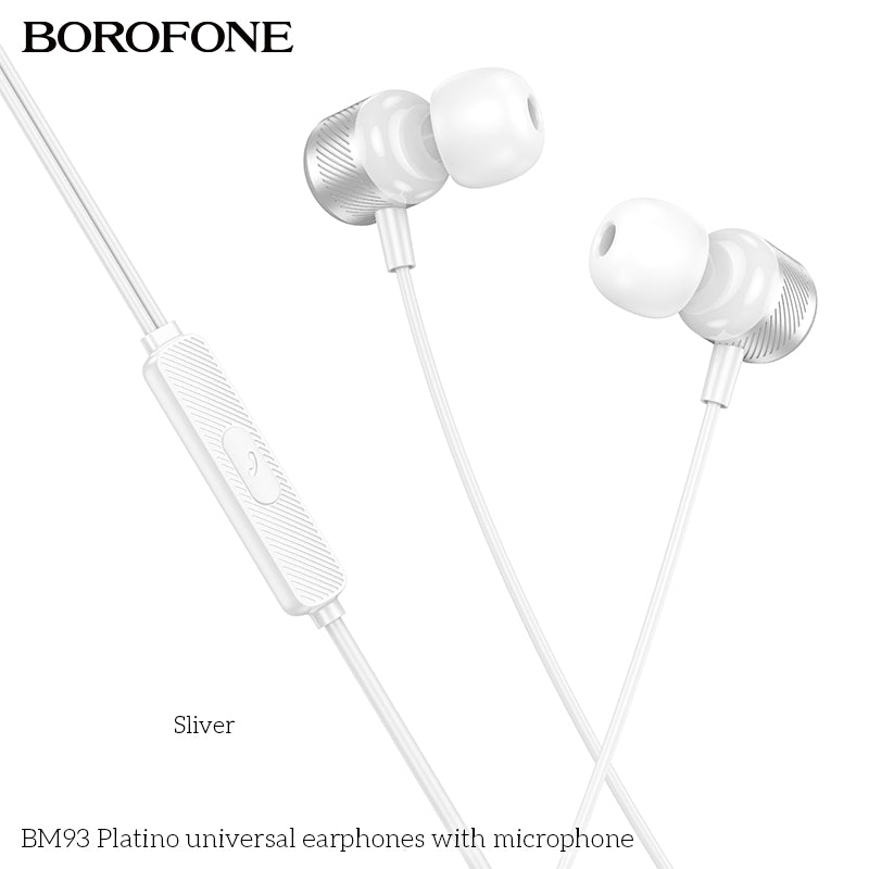 BM93 Platino Universal Earphones with Mic – Premium Sound, Everyday Comfort