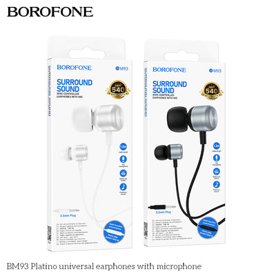 BM93 Platino Universal Earphones with Mic – Premium Sound, Everyday Comfort