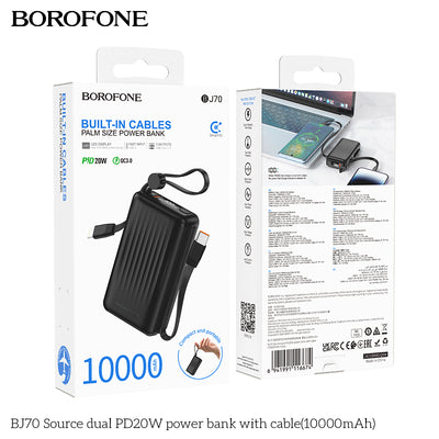 BJ70 Source Dual PD20W USB-C Power Bank with Cable – Fast & Light