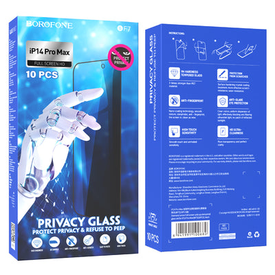 Diamond Armor Anti-Spy Tempered Glass for iPhone 14 Pro Max (10PCS) – Full Screen Protector Set