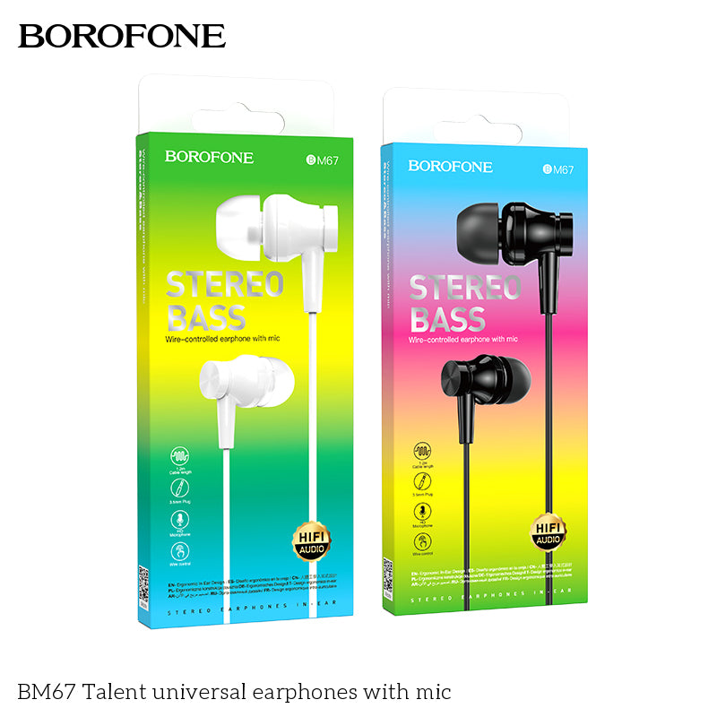 BM67 Talent Universal Earphones with Mic – Clear Sound, Everyday Comfort