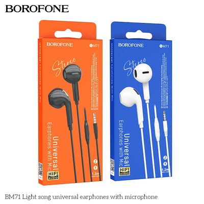 BM71 Light Song Universal Earphones with Mic – Lightweight & Clear Sound