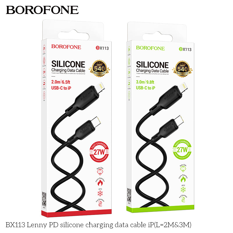 BX113 Lenny PD Silicone iP/Type-C Charging Data Cable (2M/3M)