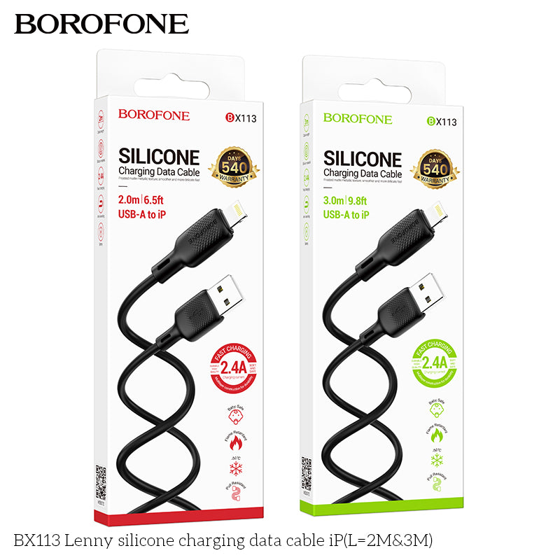 BX113 Lenny Silicone iP Charging Data Cable (2M/3M)