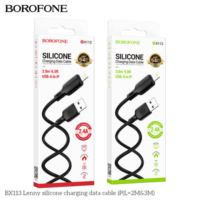 BX113 Lenny Silicone iP Charging Data Cable (2M/3M)