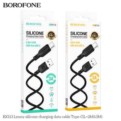 BX113 Lenny Silicone Type-C Charging Data Cable (2M/3M)