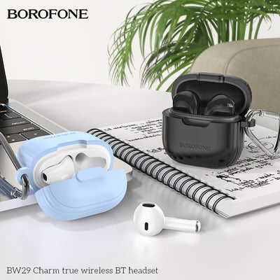 BOROFONE wireless BT headset case with blue and black cases 