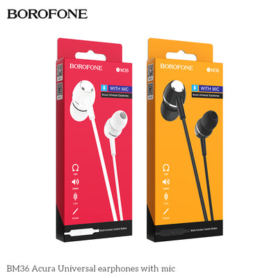 BM36 Acura Universal Earphones with Mic – Heavy Bass & Clear Sound