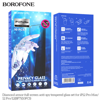 Diamond Armor Anti-Spy Tempered Glass for iPhone 12 / iPhone 12 Pro / 12 Pro Max (10PCS) – Full Screen Protector Set