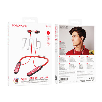 BE69 Crystal Flash Neck-Mounted Wireless Bluetooth Earphones – Stylish & Noise-Canceling