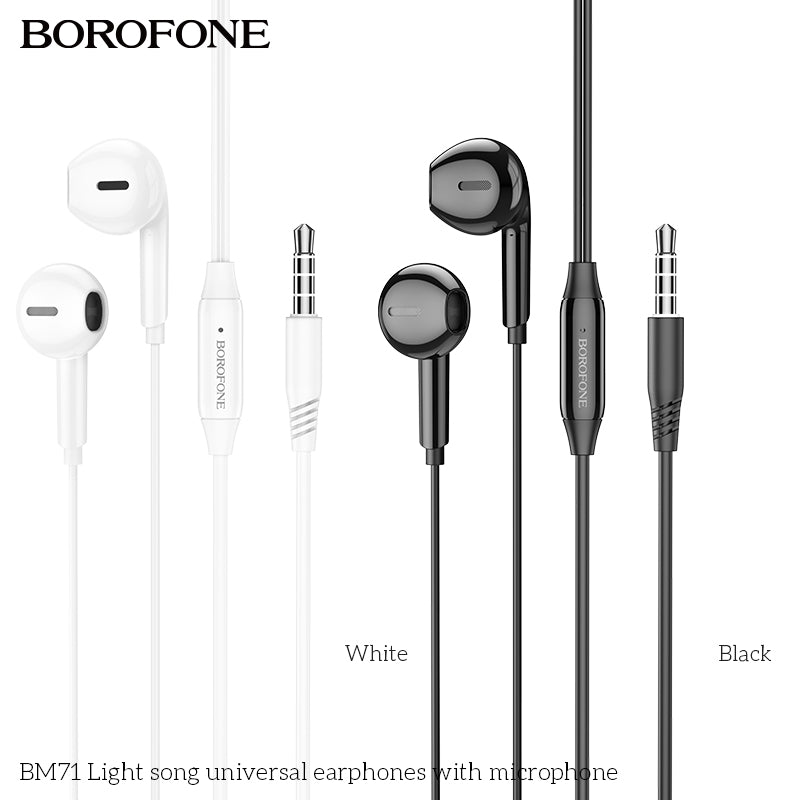 BM71 Light Song Universal Earphones with Mic – Lightweight & Clear Sound