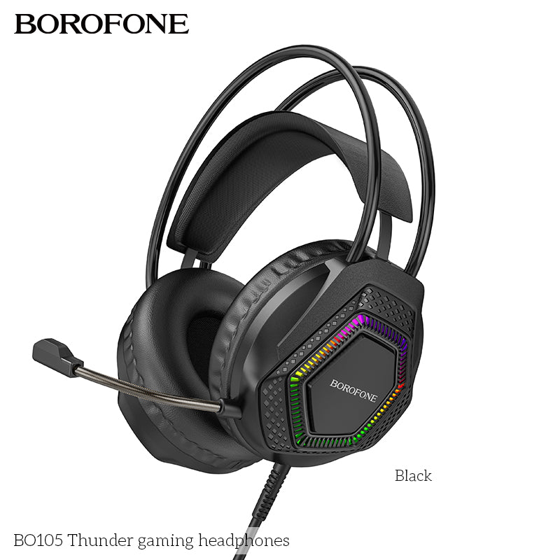 BO105 Thunder Wired Gaming Headphones – Over-Ear Headset with Mic & Noise Cancelling