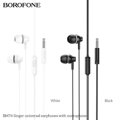 BM74 Singer Universal Earphones with Mic – Powerful Sound, Everyday Comfort