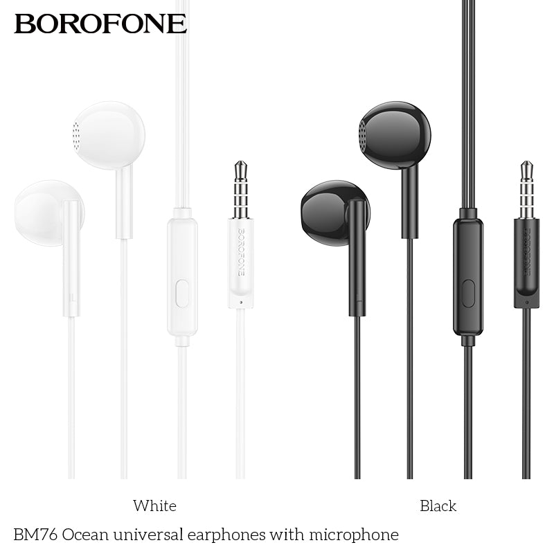 BM76 Ocean Universal Stereo Earphones with Mic – Deep Sound, Smooth Comfort