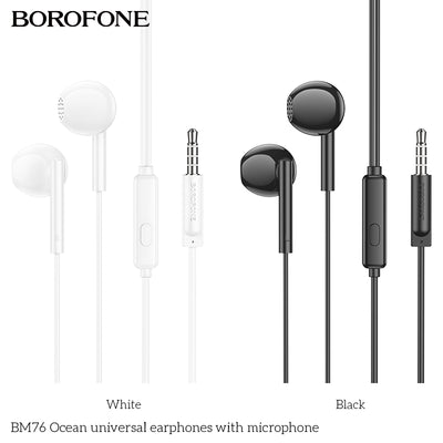 BM76 Ocean Universal Stereo Earphones with Mic – Deep Sound, Smooth Comfort