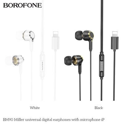 BM90 Miller Universal Digital Earphones iP with Mic – Clear & Powerful Sound