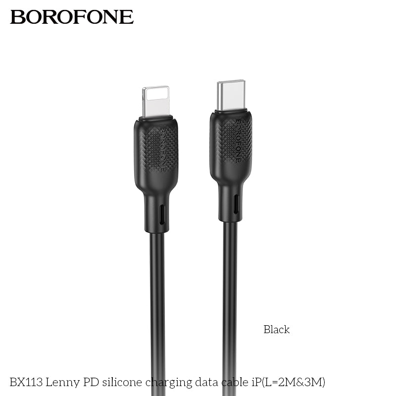 BX113 Lenny PD Silicone iP/Type-C Charging Data Cable (2M/3M)