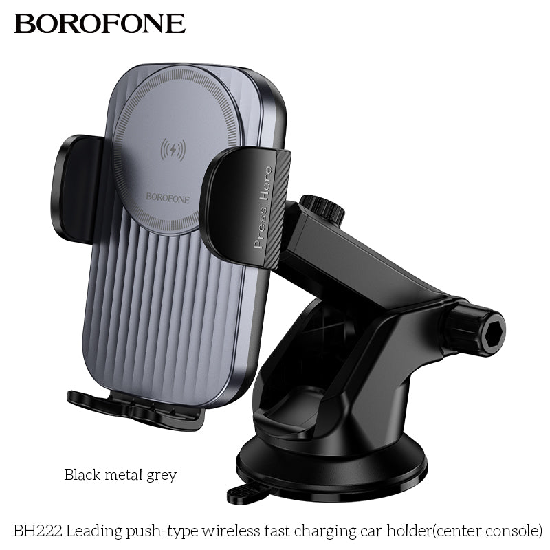 BH222 Wireless Fast Charging Car Phone Holder – Smart Push-Type Mobile Holder