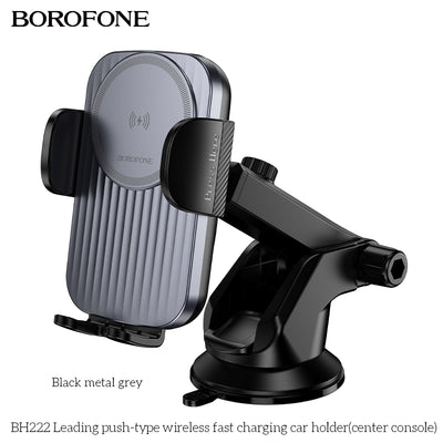 BH222 Wireless Fast Charging Car Phone Holder – Smart Push-Type Mobile Holder
