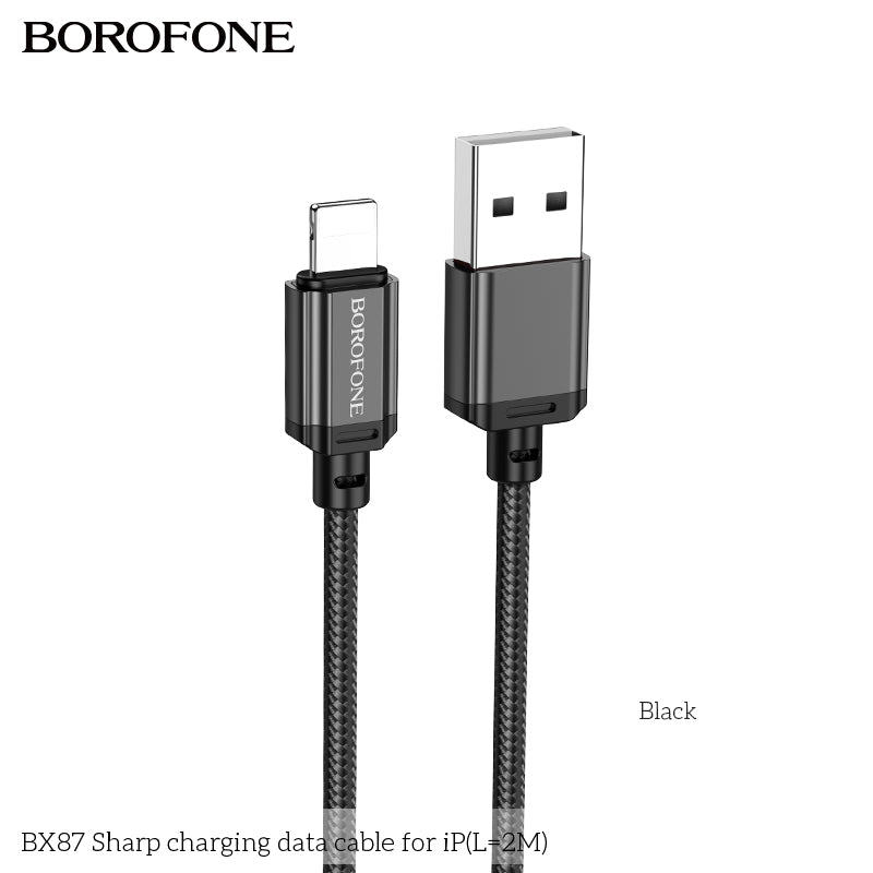 BX87 Sharp iPhone Charging Data Cable 2M Fast Charger for iPad & iPhone