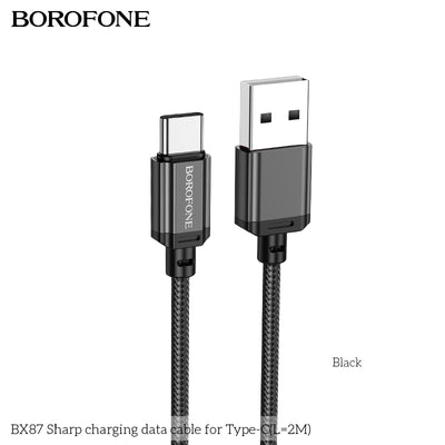 BX87 Sharp USB Type-C Charging Data Cable 2M Fast Charge