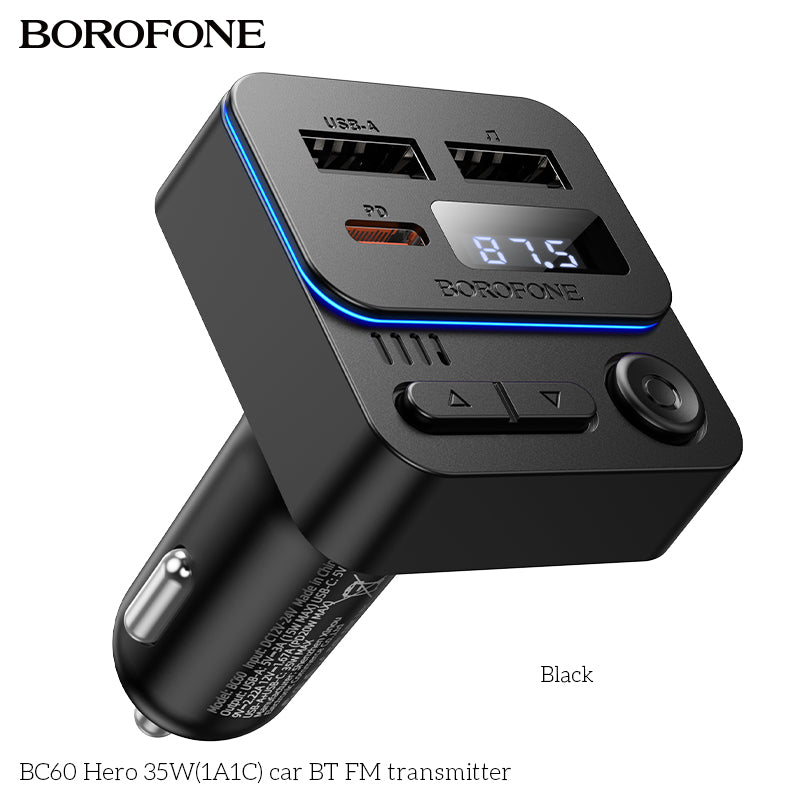 BC60 Hero 35W Car Bluetooth FM Transmitter – Powerful & Easy Wireless FM