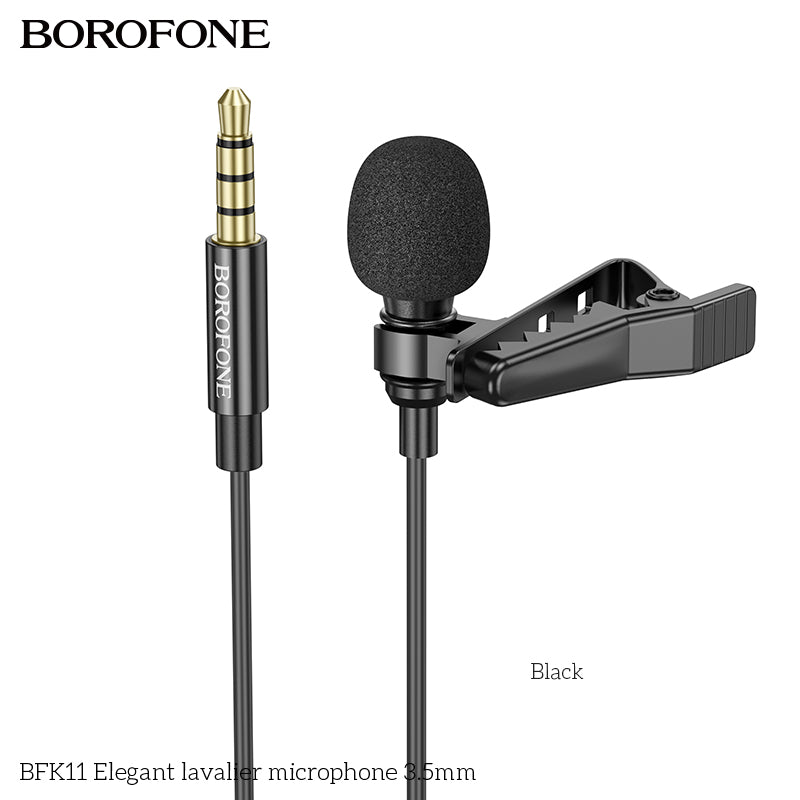 BFK11 Elegant Lavalier Microphone 3.5mm – Lapel Mic for Podcasts, Gaming & More