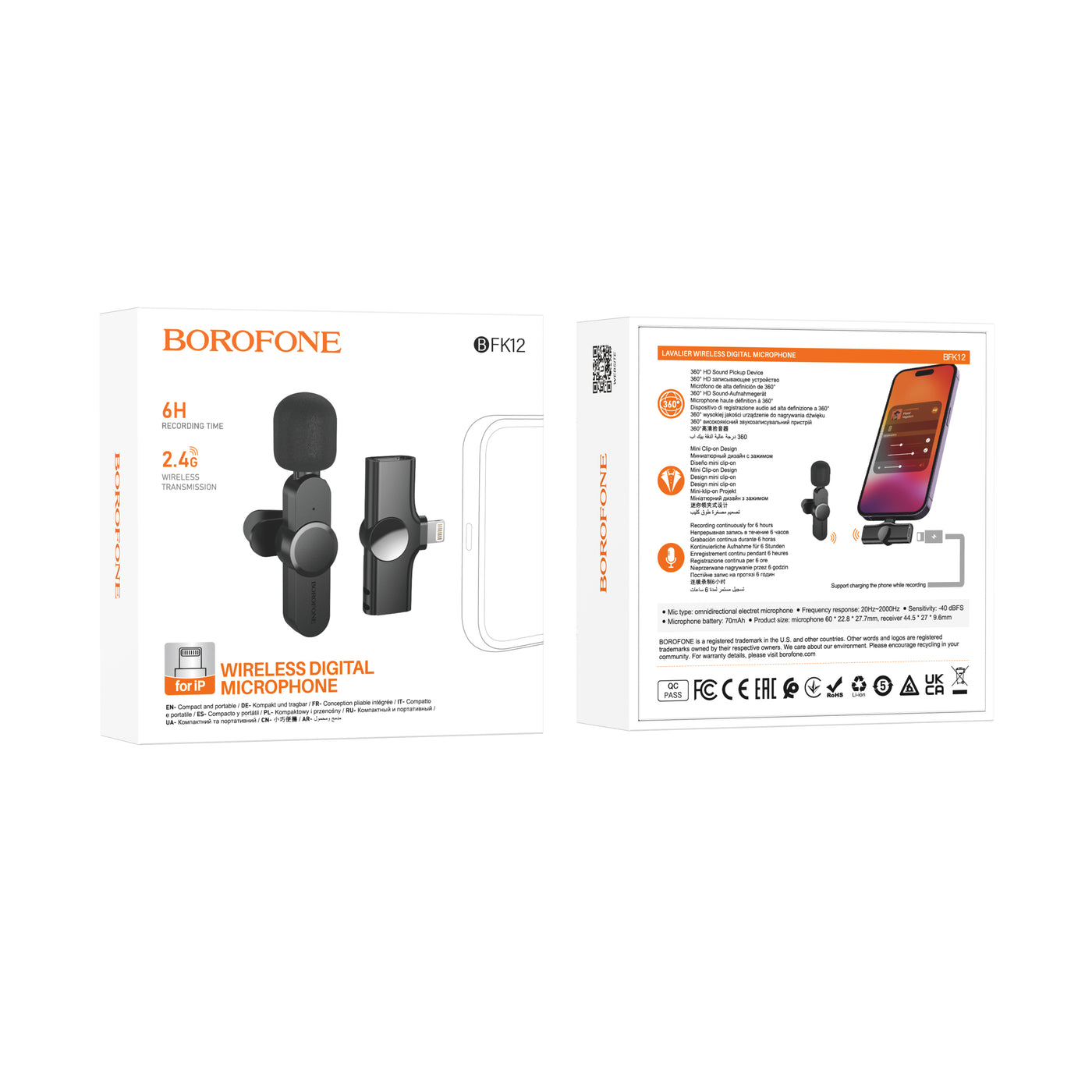 BFK12 Trophy Lavalier Wireless Digital Microphone – Lapel Mic for iPhone, Podcast & Gaming