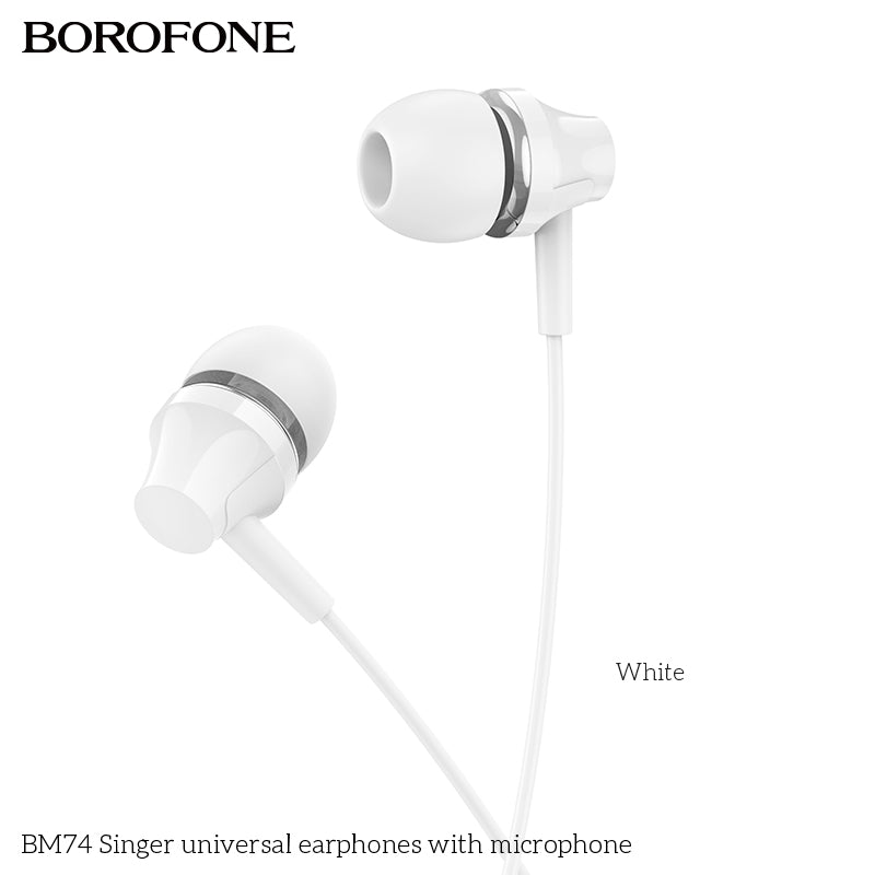 BM74 Singer Universal Earphones with Mic – Powerful Sound, Everyday Comfort