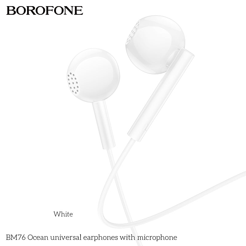 BM76 Ocean Universal Stereo Earphones with Mic – Deep Sound, Smooth Comfort