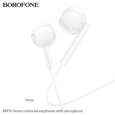 BM76 Ocean Universal Stereo Earphones with Mic – Deep Sound, Smooth Comfort