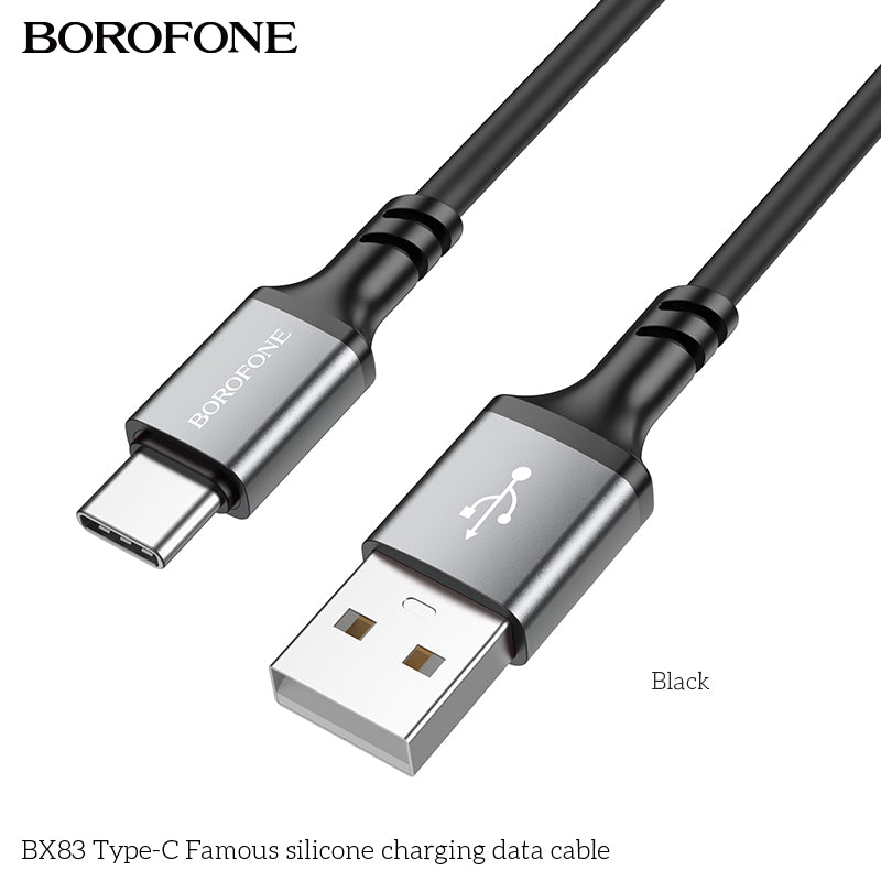 BOROFONE BX83 Type-C charging data cable on a white background