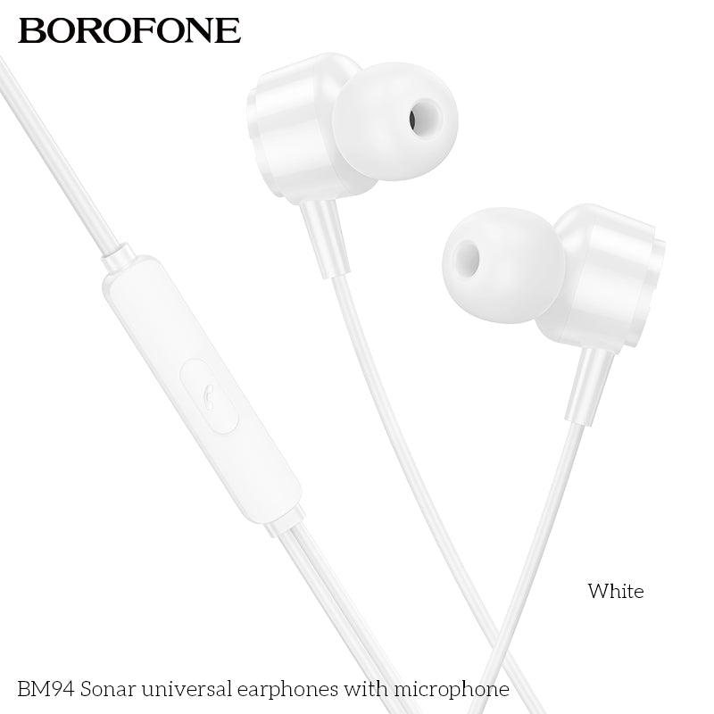 BM94 Sonar Universal Earphones with Mic – Clear Stereo Sound & Comfortable Fit