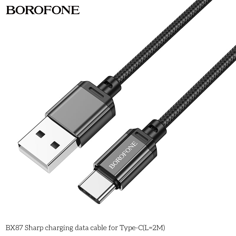 BX87 Sharp USB Type-C Charging Data Cable 2M Fast Charge