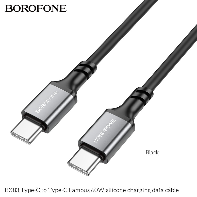 BOROFONE BX83 Type-C to Type-C charging data cable on a white background