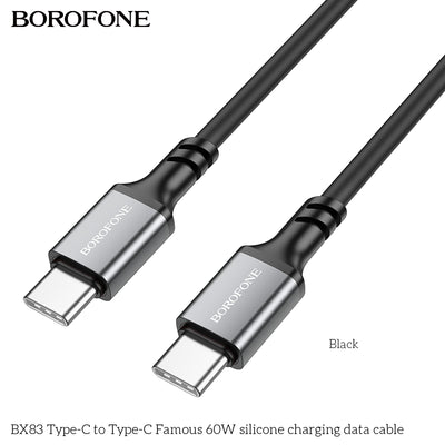 BOROFONE BX83 Type-C to Type-C charging data cable on a white background