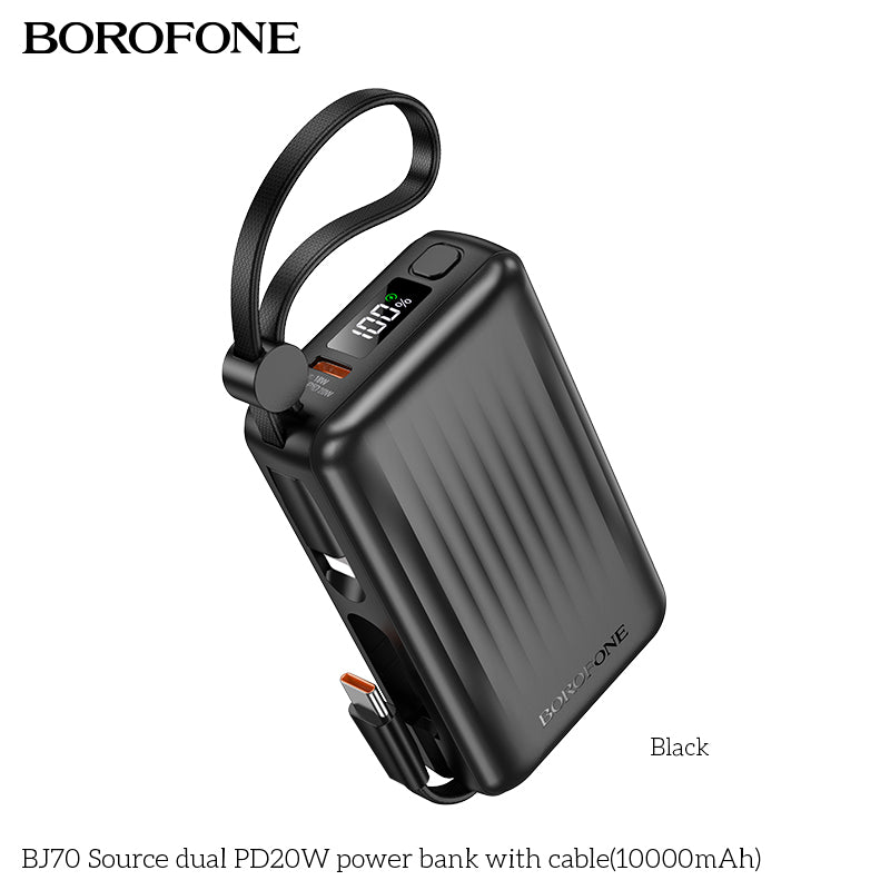 BJ70 Source Dual PD20W USB-C Power Bank with Cable – Fast & Light