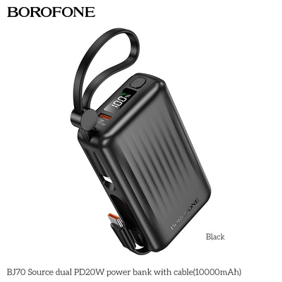 BJ70 Source Dual PD20W USB-C Power Bank with Cable – Fast & Light
