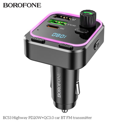 BC53 Highway Car Wireless FM Transmitter – Fast Charging & Crystal-Clear Sound