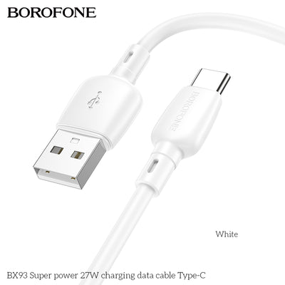 BX93 Super Power 27W USB Type-C Charging Data Cable for Android & Tablet