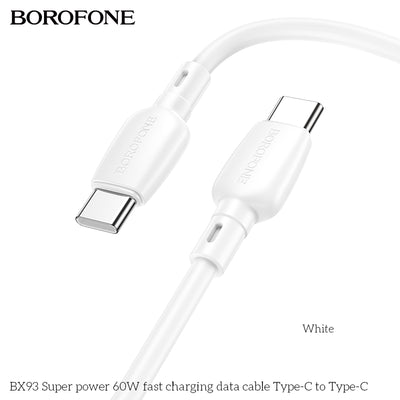BX93 Super Power 60W USB-C to USB-C Fast Charging Data Cable for Laptop, Tablet & Phone