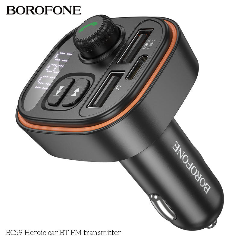 BC59 Heroic Car Bluetooth FM Transmitter – Clear, Powerful & Easy Wireless FM