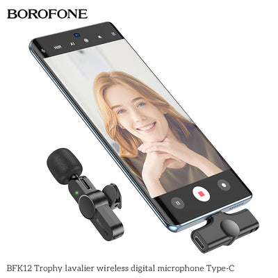BFK12 Trophy Lavalier Wireless Digital Microphone – USB Lapel Mic for Podcasts & Gaming