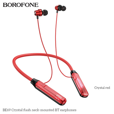BE69 Crystal Flash Neck-Mounted Wireless Bluetooth Earphones – Stylish & Noise-Canceling