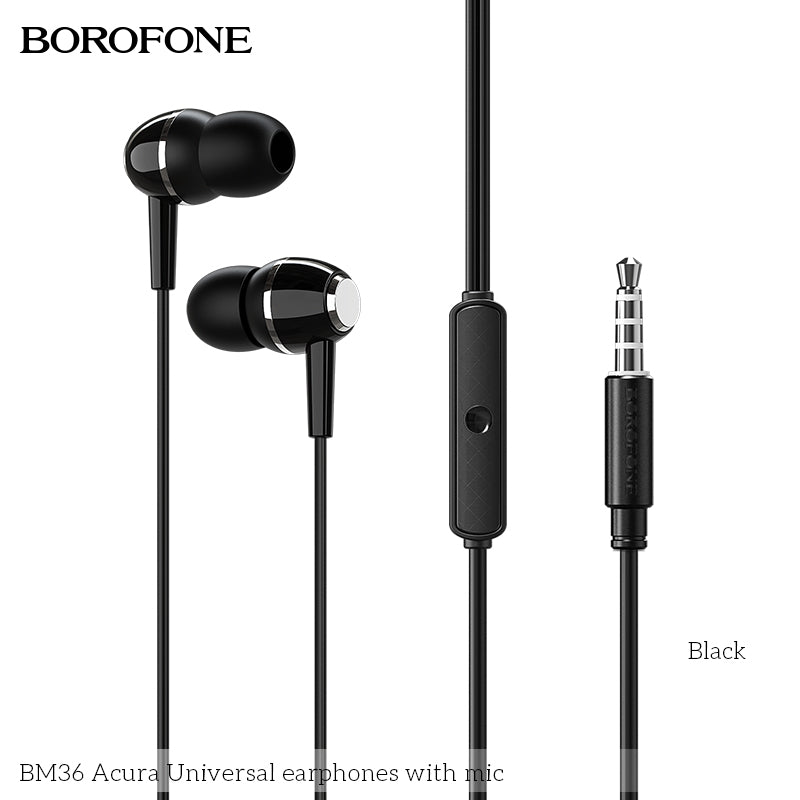 BM36 Acura Universal Earphones with Mic – Heavy Bass & Clear Sound