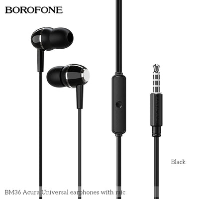BM36 Acura Universal Earphones with Mic – Heavy Bass & Clear Sound