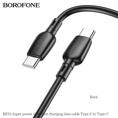 BX93 Super Power 60W USB-C to USB-C Fast Charging Data Cable for Laptop, Tablet & Phone