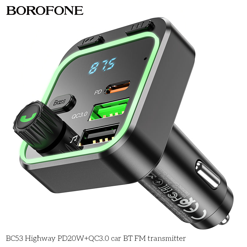 BC53 Highway Car Wireless FM Transmitter – Fast Charging & Crystal-Clear Sound